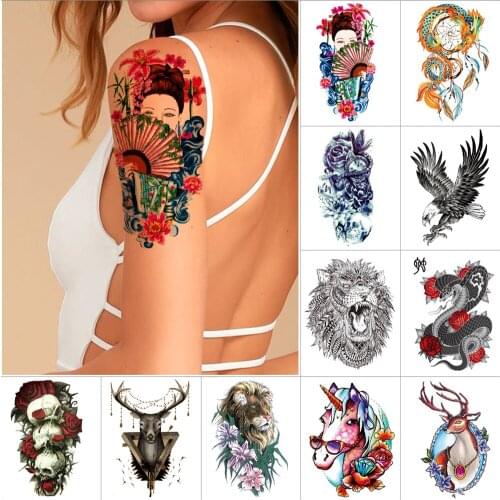 Temporary tattoo sticker flower skull elk Waterproof fake tattoo dreamcatcher unicorn Body art tattoo sticker 210*148mm