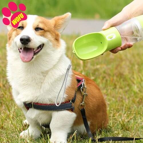 WOFUWOFU Portable dog water bottle, Water Dispenser, Multifunctional Dog Cat Puppy Feeder Traveling Bowls with Food Container