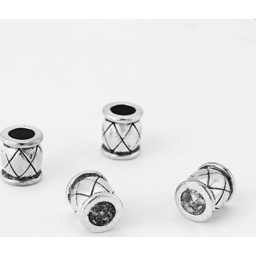 10PCS Tibetan Silver Color Metal Round Spacer Beads for Jewelry Making Hole 6.5mm Bracelet Necklace DIY Findings Accessories