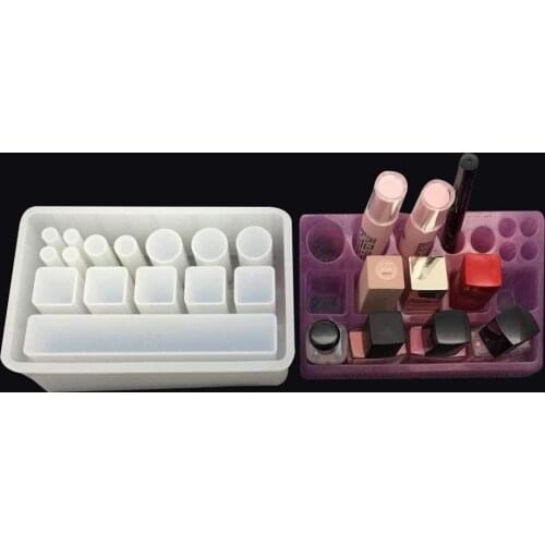 14-Slot Resin Silicone Molds DIY Crystal Rectangular Lattice Lipstick Jewelry Storage Box Resin Casting Molds Epoxy Resin Mould
