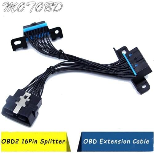 16 Pin OBD2 OBDii OBD 2 Splitter Extension Cable 1 Male To 2 Female Y Cable OBD2 Splitter Extension for Audi/Buik/Cruze/Cadillac