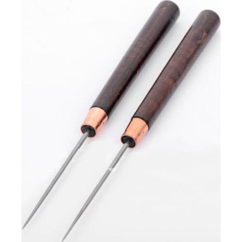2pcs Leather Stitching Sewing Awl Repair Tool Wood Handle Drillable Tools for Craft Repair Awl