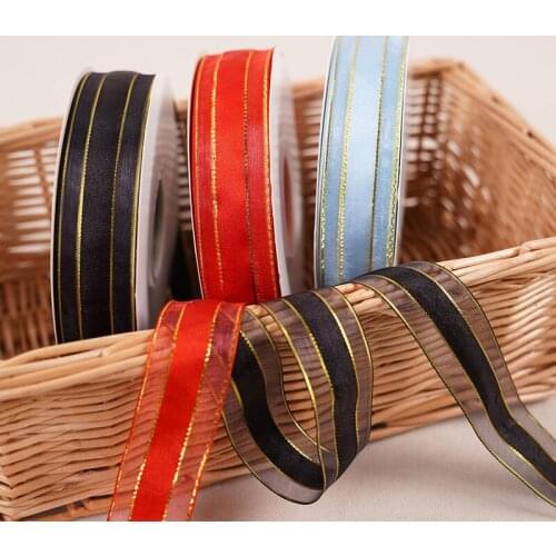 25mm (45 meter/lot ) Chiffon Phnom Penh Ribbon Christmas New Year Party Wedding Home Decoration Gift Wrapping DIY Bowknot Craft