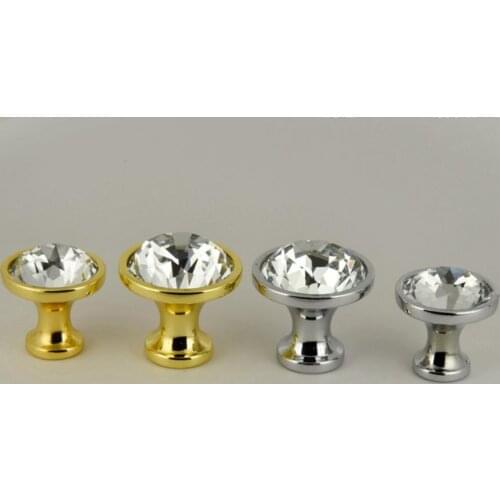 27,34mm Diamond Crystal Glass Cabinet Knob Cupboard Drawer Pull Handle Kitchen Cabinet Door Wardrobe Handles Hardware Wholesale
