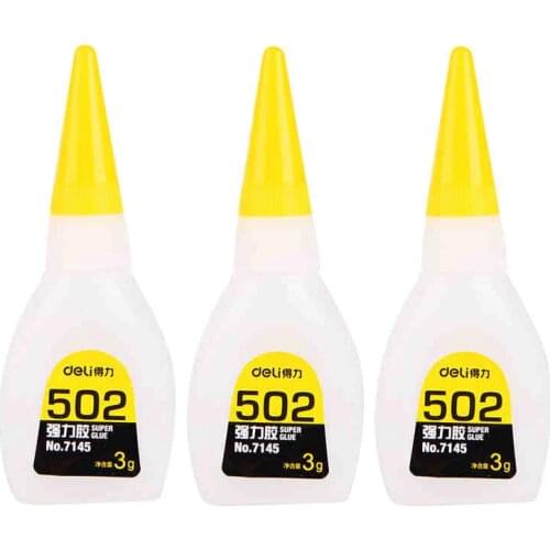 3pcs Deli Instant Quick Drying Cyanoacrylate Adhesive Strong Bond Fast Repair Leather Rubber Metal Office Supply 502 Super Glue