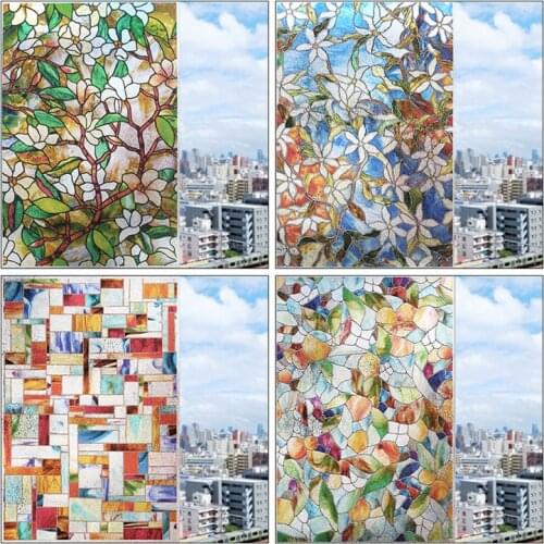 Customized 3D Glue-Free Electrostatic Glass Film European Church Glass Frosted Window Grille Sticker Sunscreen Painting Film