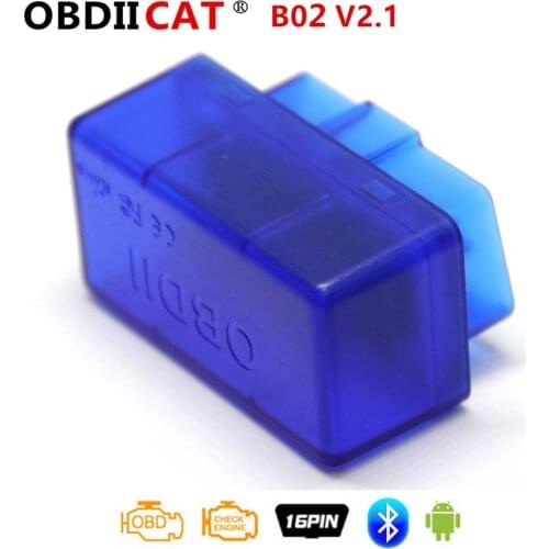 50pcs/lot OBD2 ELM327 V2.1/1.5 Scanner B02 16Pin Diagnostic Interface Bluetooth 2.0 Car Diagnostic Scanner ELM 327 For Android