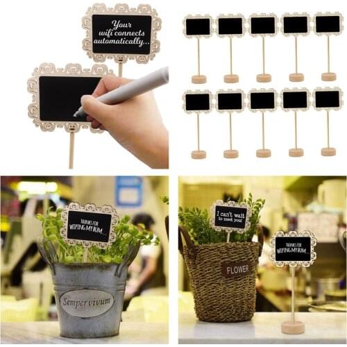Wood Chalk Board Blackboard Message Memo Notes Sign Board Bar Shop Wedding Table Number Markers 10-set
