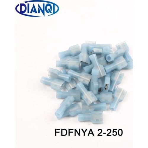 DIANQI FDFNYA2-250 NYLON brass Female Insulated Spade joint Cable Wire Connector 100PCS 1.5-2.5mm2 16-14AWG FDFNYA