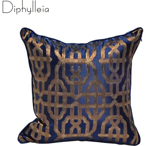Diphylleia Furniture Cushion Cover Italian Authentic Luxury Retro Gold Geometrc Jacquard Highest Density Satin Pillow Case 50x50
