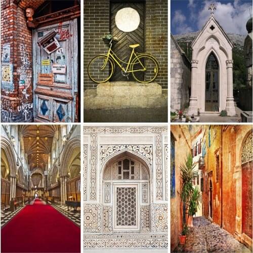 SHUOZHIKE Vintage Building Brick Wall Wooden Door Photography Backdrops Baby Portrait Photo Background Studio Props 210329TYI-04