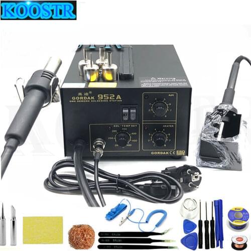 Gordak 952A 220V SMD 3in1 Welding Machine Hot Air Solder Rework Station Heat Gun and Electric Soldering Iron