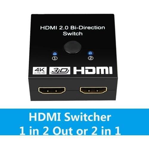 HDMI Switch 4K Bi-Direction 1x2/2x1 HDMI Switch 2.0 Splitter 2 in 1 out HDMI Adapter Switch for PS4 TV Box HDMI Swither