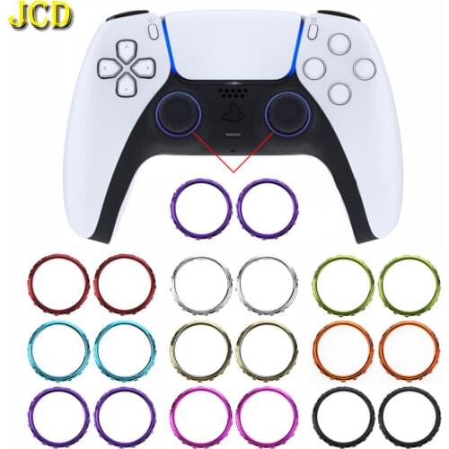 JCD 2pcs Replacement Accessories Chrome Thumbstick Accent Rings for Sony Playstation 5 DualSense 5 PS5 Controller
