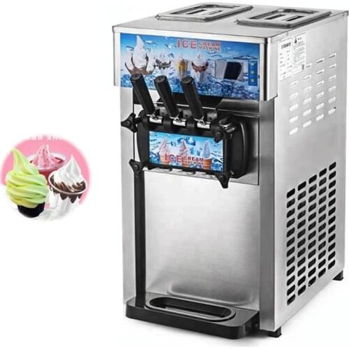 Commercial Desktop Soft Serve Ice Cream Makers Electric LCD Panel Ice Cream Machine Three Flavors Sundae Making Machine