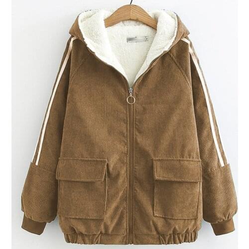 Vintage Stylish Brown Womens Jacket Corduroy Coat Women 2021 Autumn Winter Fashion Lapel Collar Long Sleeve Outerwear Chic Tops