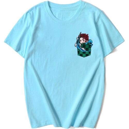 Summer Cartoon Anime Demon Slayer T Shirt Custom logo T-Shirt Women Men Harajuku Short Sleeve TKamado Tanjirou Tops Dropshipping