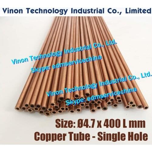 4.7x400LMM Copper Tube Single Hole (30PCS/LOT), Copper EDM Tubing Electrode Tube diameter 4.7mm Length 400mm