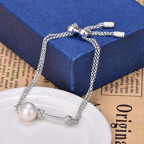 Fashion Bracelets Adjustable Charm Woman Classic Knot Zircon Pearl Cz Bracelet For Women Pulseira Zk30