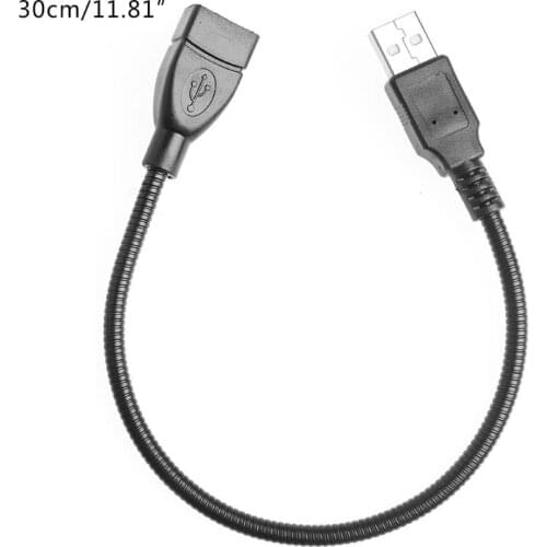 Flexible Metal USB 2.0 Male To Female Data Power Cord Stand Extension Cable 30CM