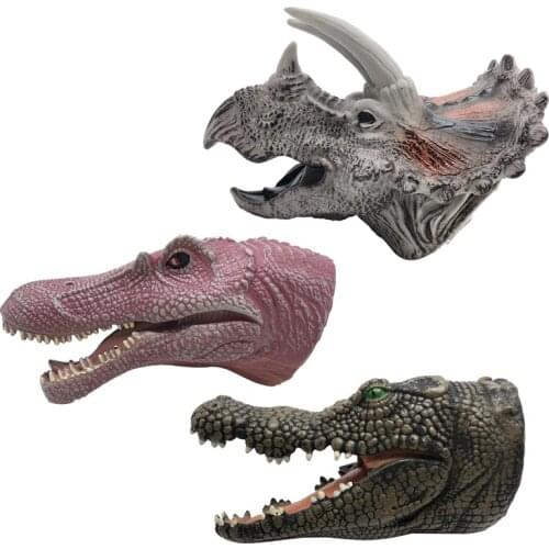 Soft Vinyl Rubber Animal Head Hand Puppet Toys Model Gift Dinosaur Hand Puppet Toys for Children