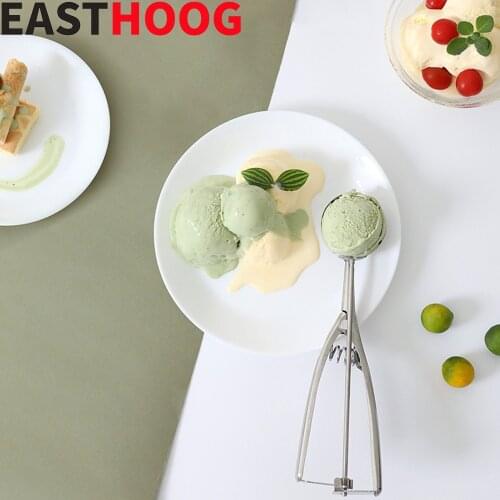 Stainless Steel Ice Cream Scoop Kitchen Tools 3 Size Spring Handle Mash Potato Watermelon Ball Scoop Home Kitchen Accessories
