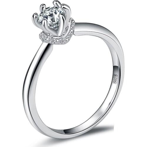 The latest Plata color jewelry Setting minimalist flower design rings for girl with AAA zircon fashion wedding jewelry