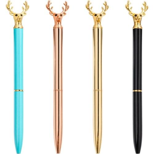 2020 New Fashion Bear Head Metal Ballpoint Pen Creative Christmas Gift Practical Business Office Stationery Writing Pens