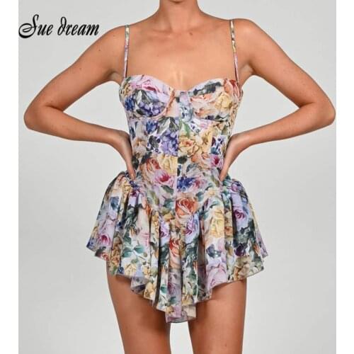 2021 New Sexy Dress Women Colorful Tube Top Sleeveless Floral Chiffon Print Ruffle Strapless Mini Sling Party Club Lady Bodycon