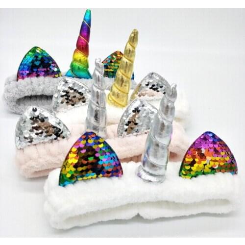 Cross-Border Hot Style Unicorn Hair Bands Halloween and Christmas Coral-Corduroy Face Headbands