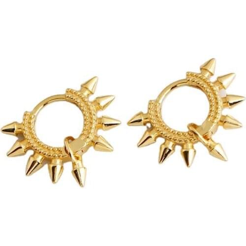 925 Sterling Silver Earring Fashion Punk Rivet Pointed Ear Ring Ear Bone Nail Cone Pendant Earring Personality Boy Girl Ear Je