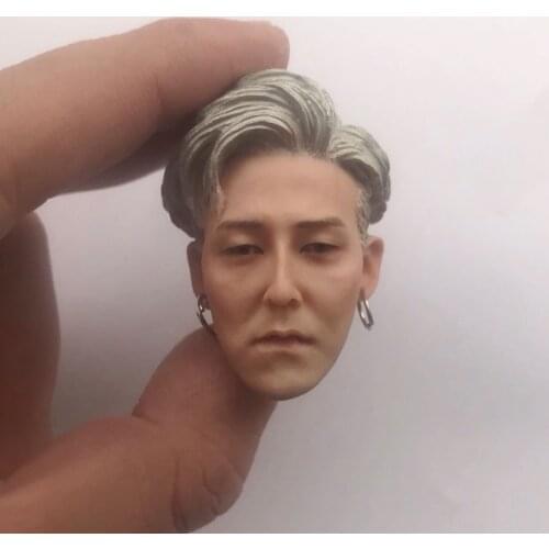 White Hair BigBang Head Sculpt 1/6 Scale Korea Star SEUNGRI Head Carving Model with Earrings for 12inch action figure toys