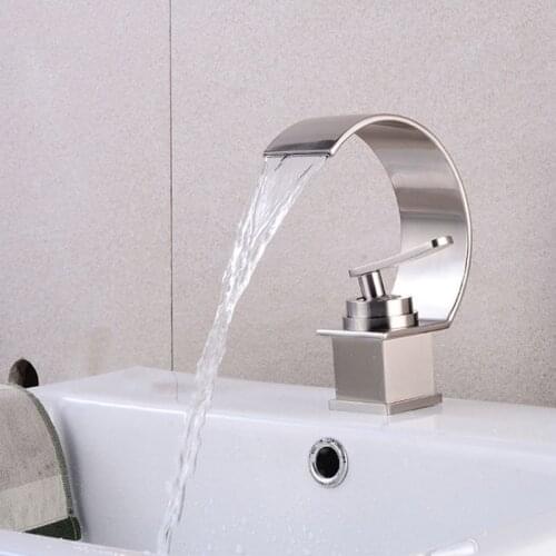 Curve Style Basin Faucet Tap Finish Single Handle Hole Deck Mounted Wash Hot Cold Mixer Bathroom Kitchen Sink
