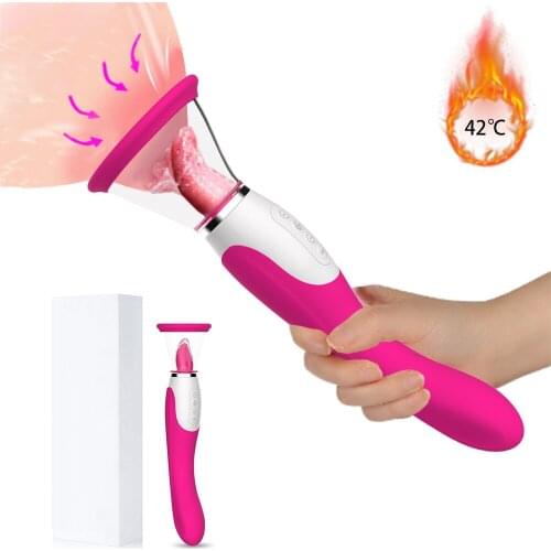 Nipple Sucking Vibrator 10Speed Heating Dildo Vibrator Nipple Sucker Licking Clit G-sport Orgasm Sex Toys For Women Masturbator