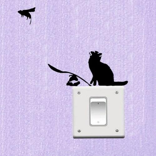 Banksy Style - Ratapult Cat & Rat Vinyl Switch Sticker Home Decor Wall Decal 3SS0205