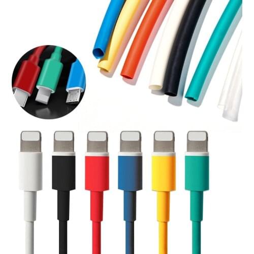 5PCS Heat Shrink Tube USB Cable Protector For iPhone 7 8 X For Samsung Android Cable Type c Cord Wire Organizer Winder Cover