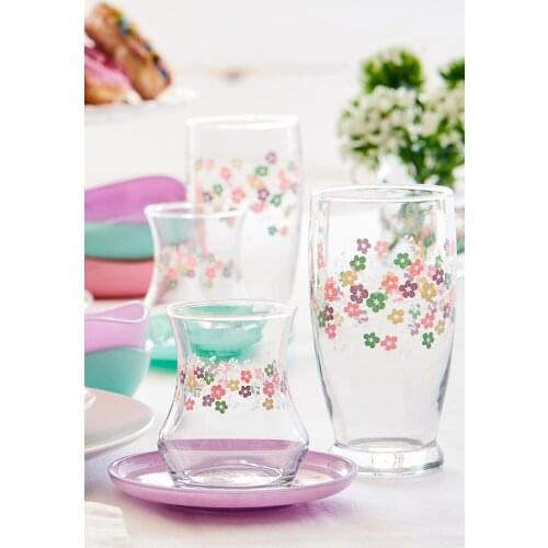 Turkish Tea Cup Traditional Turkish Tea Cup Slim Waisted Glass 6 Personality Tea Set Pastel Patterned Turkish Arab British Tea set