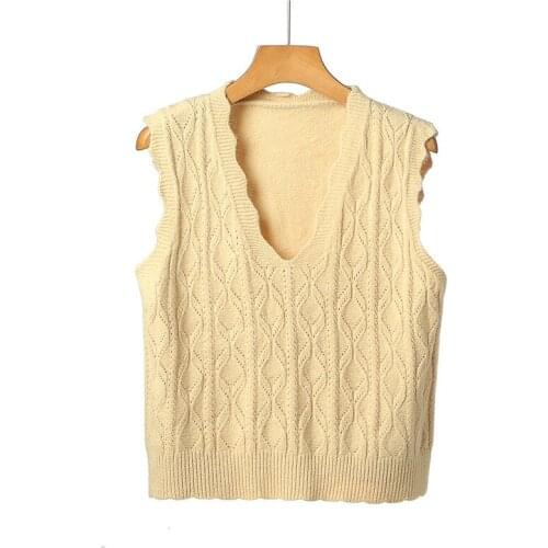 Urifens Hollow Out Waistcoat 2021 Summer Korean Lace V-neck Sleeveless Short Knitted Vest Women Sweet Solid Sweater Tops BN74U