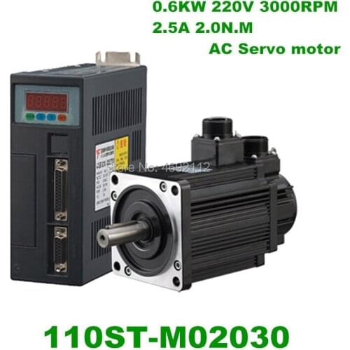 High Quality 0.6KW servo motor + servo motor110ST-M02030 ac servomotor 2N.M 0.6KW 3000RPM Matched Servo Driver