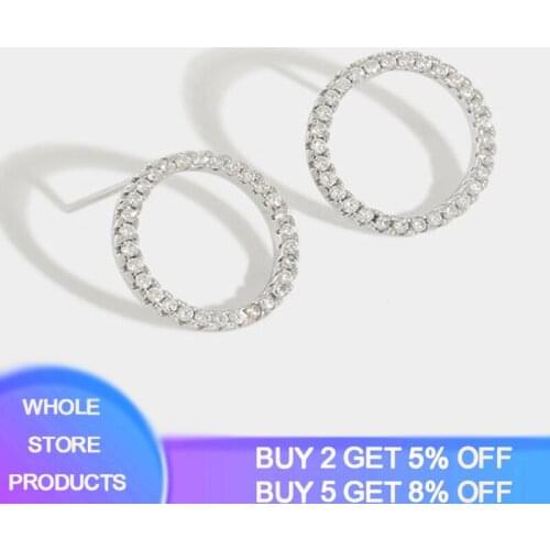 YANHUI Hot Sale Genuine Original 925 Sterling Silver Luminous Round Circle Stud Earrings for Women Girl Silver 925 Jewelry Gift