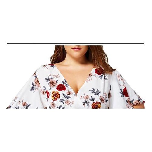 2021 Summer Womens Blouse Plus Size Sexy V Neck Floral Print Belted Surplice Peplum Tops And Blouse Feminin