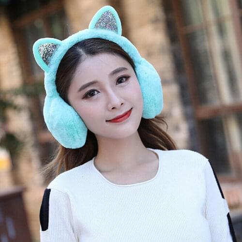 Girl Winter Cat Ear Earmuffs Fur Warm Women Ear Protect Cute Faux Soft Fluffy Ladies Earcap