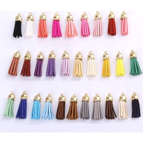 10/20PC 30mm Leather Tassel Fringe Keychain Pendant Strap Jewelry Fiber Fringe Suede Tassel Key Chains For DIY Jewelry Accessory