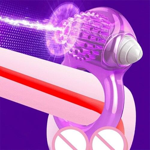 2Pcs Penis Ring Vibrator Delayed Ejaculation 7 Modes Male Dick Cock Ring Vagina Masturbator Orgasm Adult Sex Toy for Couples