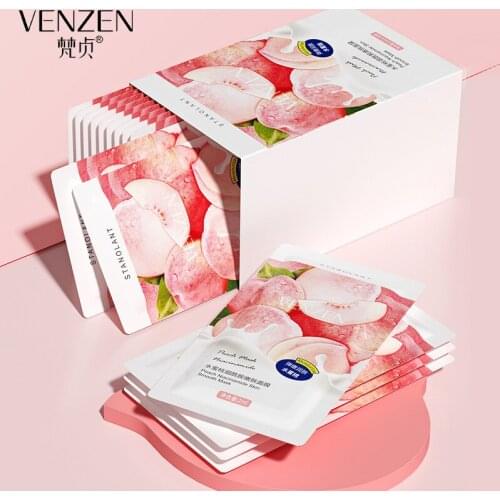 30pcs Peach Niacinamide Sleep Mask Shrink Pore Brushing Facial Mask Moisturizing Disposable Mask Firming And Brighten Skin