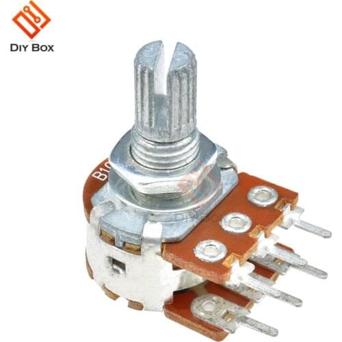 5PCS B1K B5K B10K B20K B50K B100K B500K 3Pin 6Pin Shaft WH148 Rotary Potentiometer 15MM Shaft Length Single Double Layer