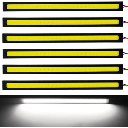 6PCS Super Bright 17CM LED COB Fog Bulb Car DRL LED Strip Daytime Running Light bar 12V 6500K Auto Interior Styling Lamp