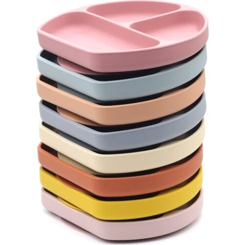 Baby Safe Silicone Dining Plate Solid Cute Cartoon Children Dishes Suction Toddle Training Tableware Kids Feeding Bowls