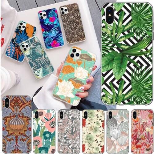 Retro Leaves Flower Phone Case For iphone 12 11 Pro Max Mini XS Max 8 7 6 6S Plus X 5S SE 2020 XR Silicone Soft Cover
