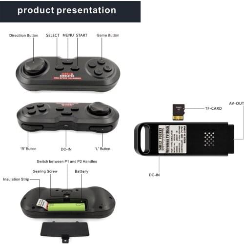 Hdv100 Tv Game Console Usb Wireless Console Game Stick 16 Bit Mini 2.4g Bluetooth Retro Controller Video Game Console